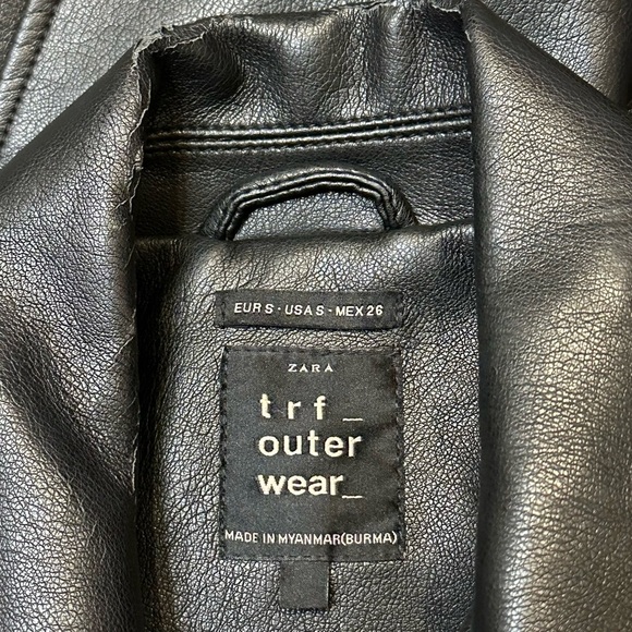 Zara Black Leather Jacket Asymmetrical Design - Picture 13 of 14